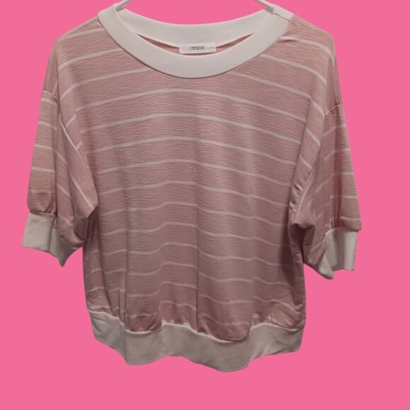 Cherish Pink & White Striped Womens Top size medium - Picture 5 of 7